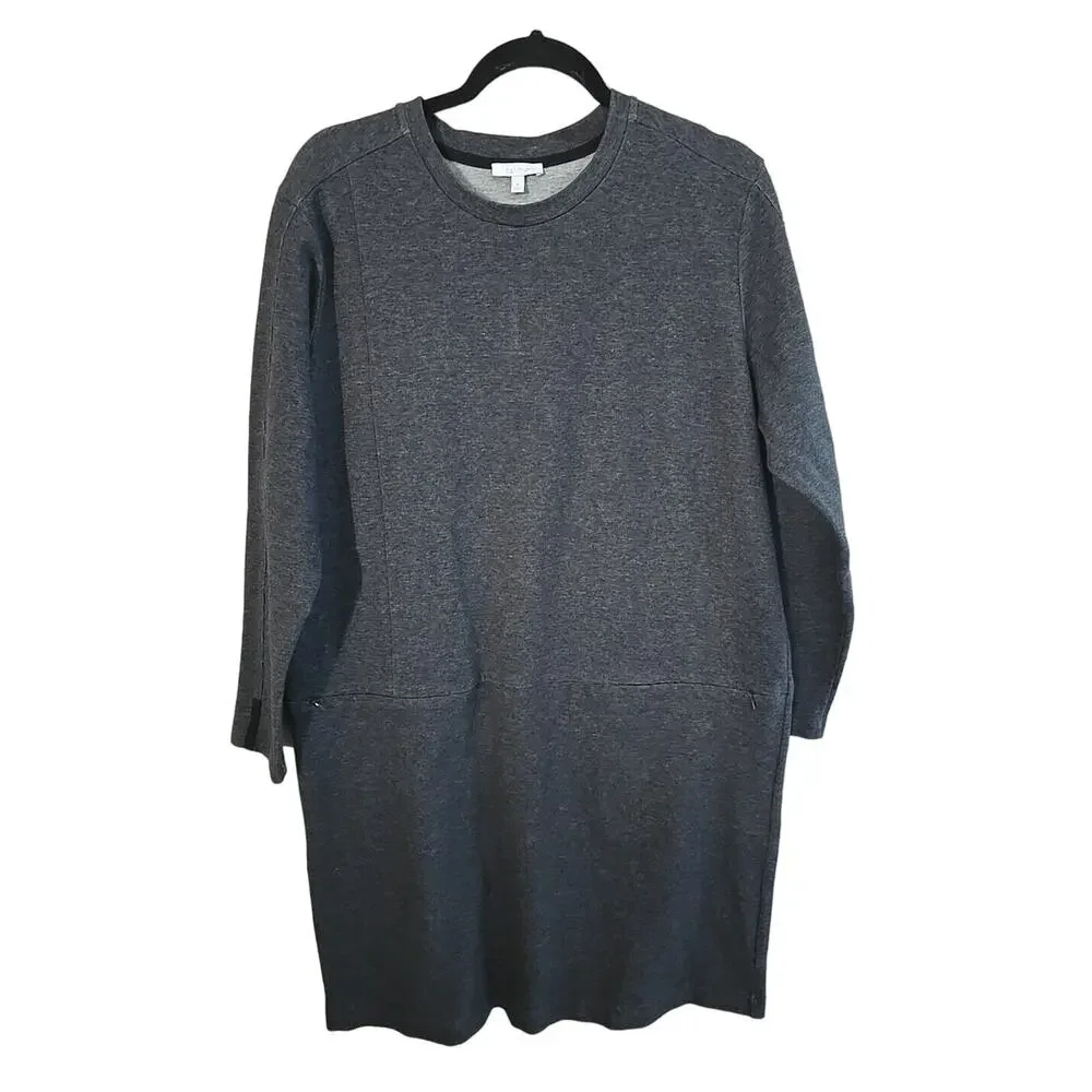 Calme Johhny Was Gray Zipped Pockets Long Sleeve Knit Casual Dress Woman Medium‎